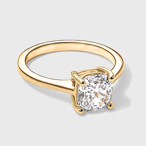 Luxuriant - SGL Certified Lab Grown Diamond (SI-G-H) Solitaire Ring in 18K Vermeil Yellow Gold Plated Sterling Silver 2.05 Ct.