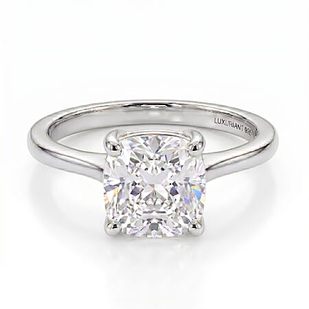 LUXURIANT 2 Ct. Lab Grown Diamond Cushion Cut Solitaire Ring in Rhodium Overlay Sterling Silver SGL Certified LUXURIANT 2 Ct. Lab Grown Diamond Cushion Cut Solitaire Ring in Rhodium Overlay Sterling Silver SGL Certified