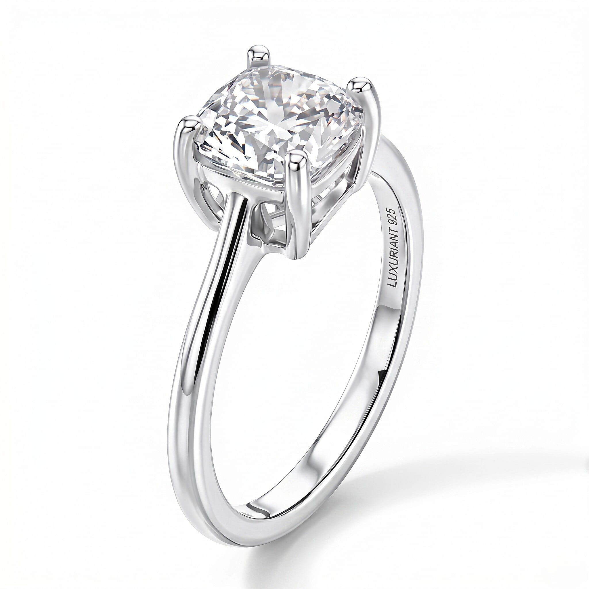 LUXURIANT 2 Ct. SGL Certified Lab Grown Diamond (SI/G-H) Solitaire Ring in Sterling Silver