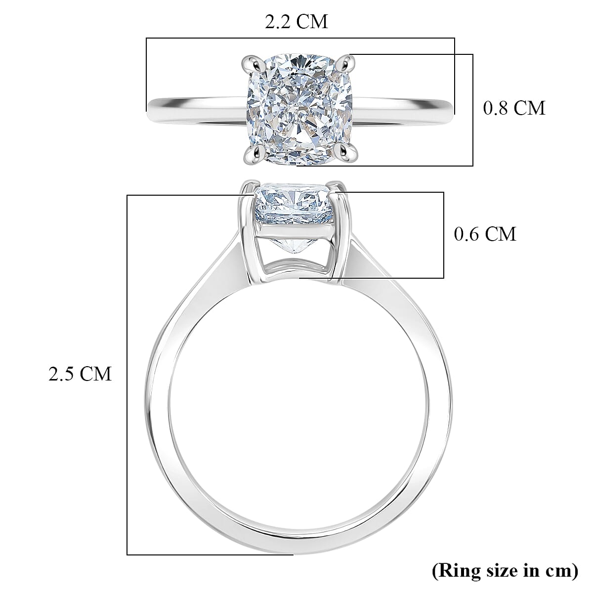 LUXURIANT 2 Ct. SGL Certified Lab Grown Diamond (SI/G-H) Solitaire Ring in Sterling Silver