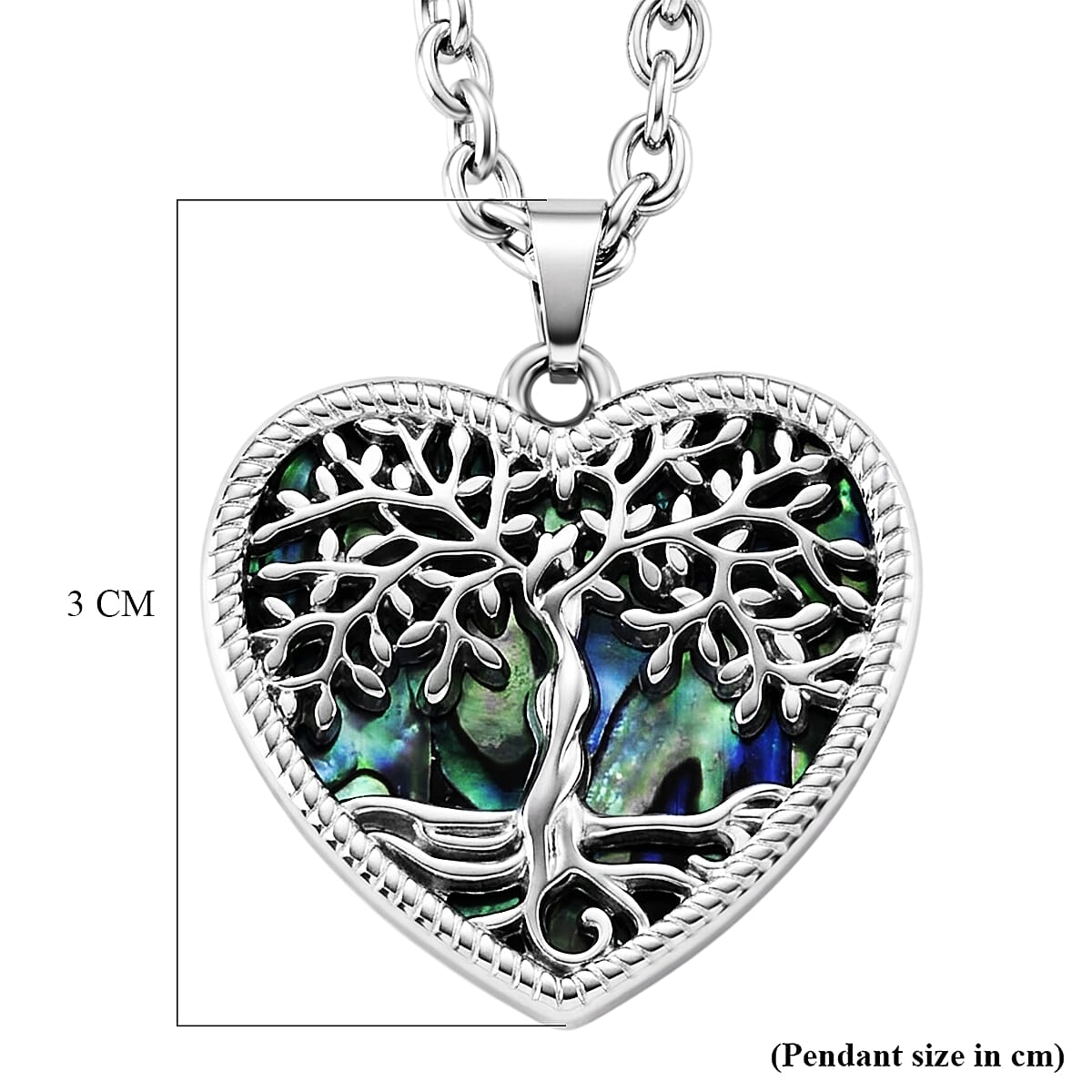 Abalone Shell Adjustable Tree of Life Heart Necklace (Size - 20-2 Ext) 25.00 Ct.