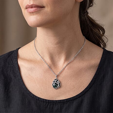 Natural Ocean Agate Tree of Life Adjustable Necklace (Size - 20-2 Ext) 25.00 Ct.