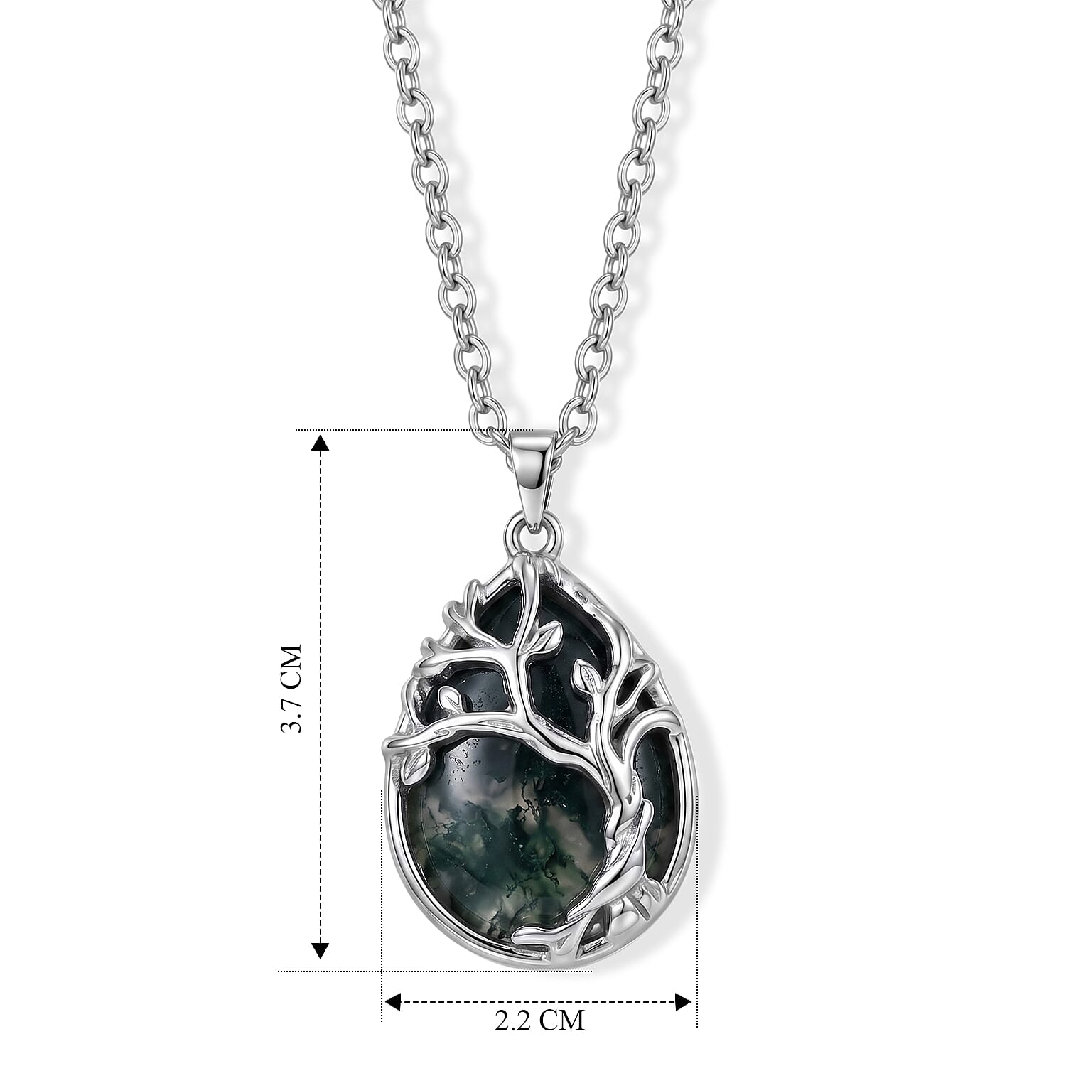 Natural Ocean Agate Tree of Life Adjustable Necklace (Size - 20-2 Ext) 25.00 Ct.