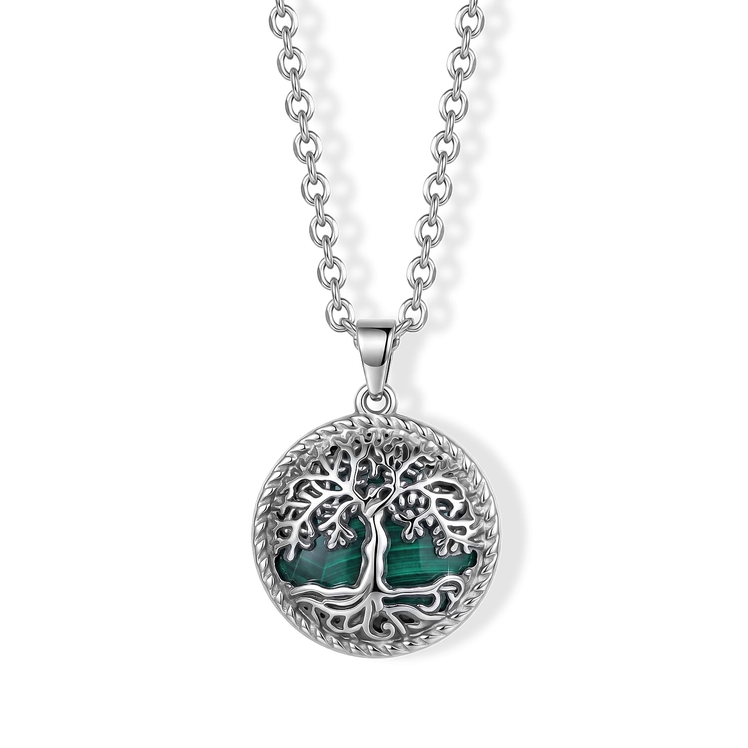 Malachite Tree of Life Adjustable Necklace (Size - 20-2 Ext) 27.00 Ct.