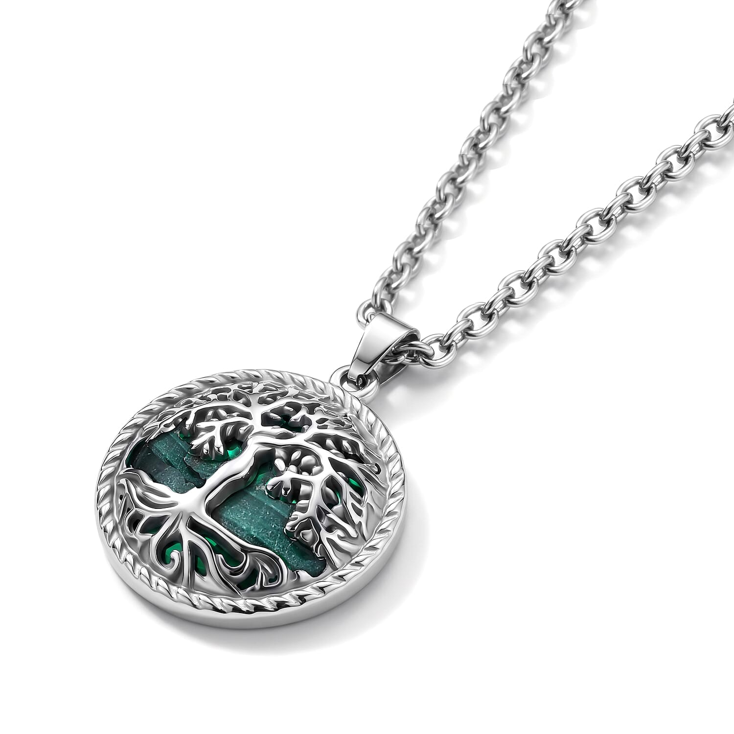Malachite Tree of Life Adjustable Necklace (Size - 20-2 Ext) 27.00 Ct.