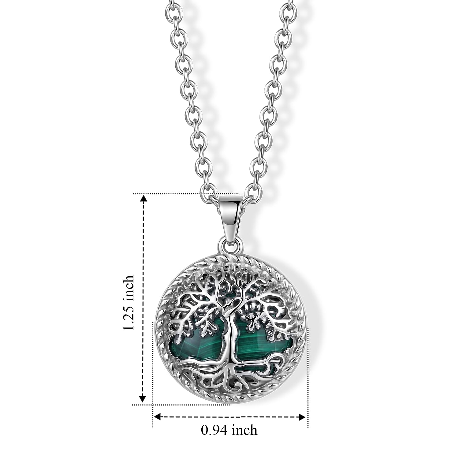 Malachite Tree of Life Adjustable Necklace (Size - 20-2 Ext) 27.00 Ct.
