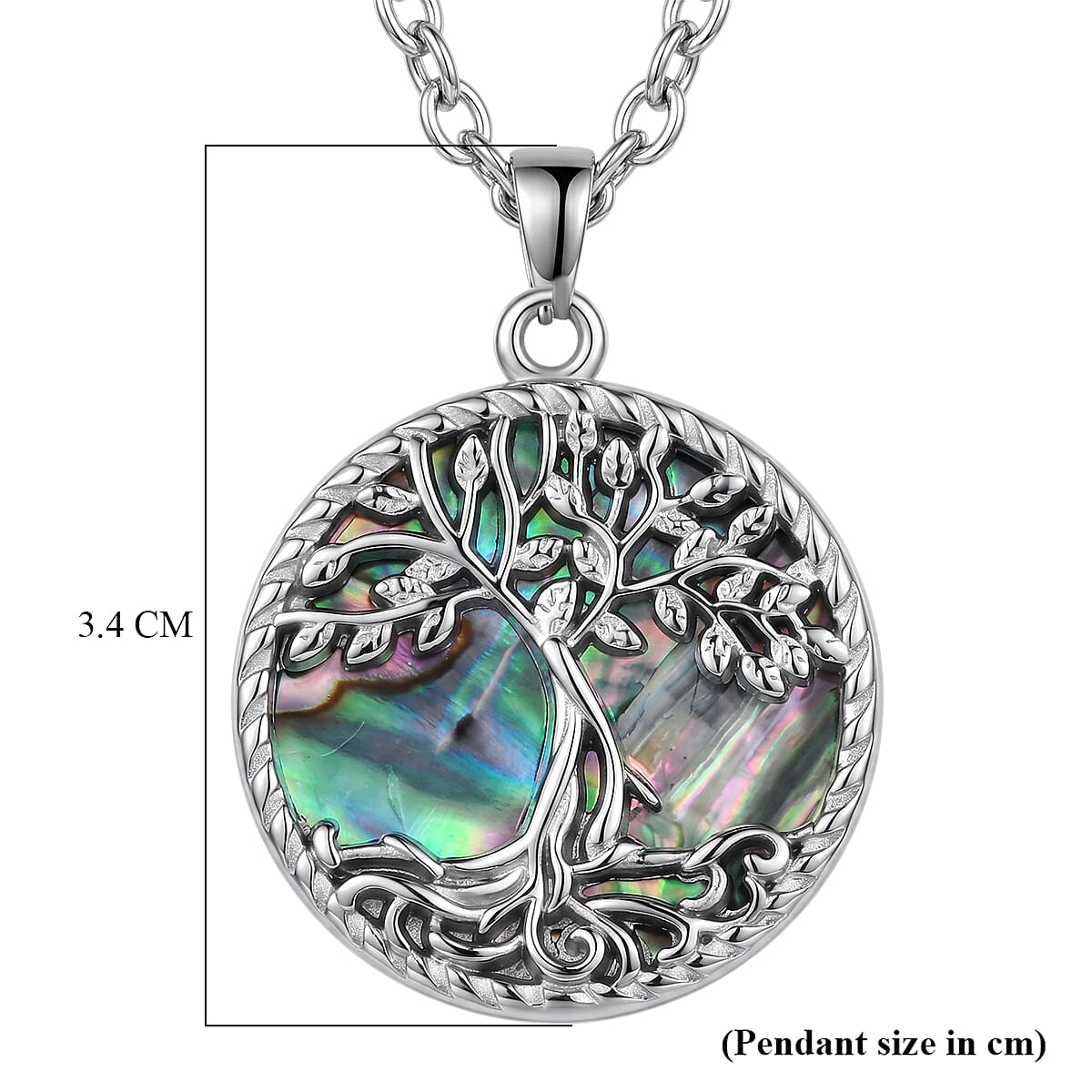 Abalone Shell Adjustable Tree of Life Necklace (Size - 20-2 Ext) 27.00 Ct.