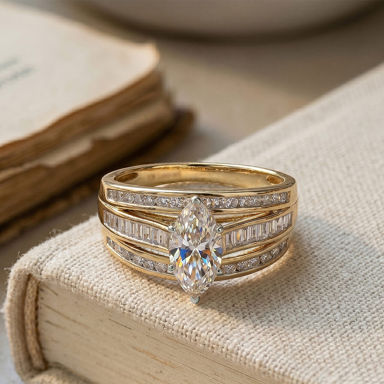 Luxuriant - SGL Certified Lab Grown Diamond (SI-G-H) Ring in 18K Vermeil Yellow Gold Plated Sterling Silver 2.24 Ct.