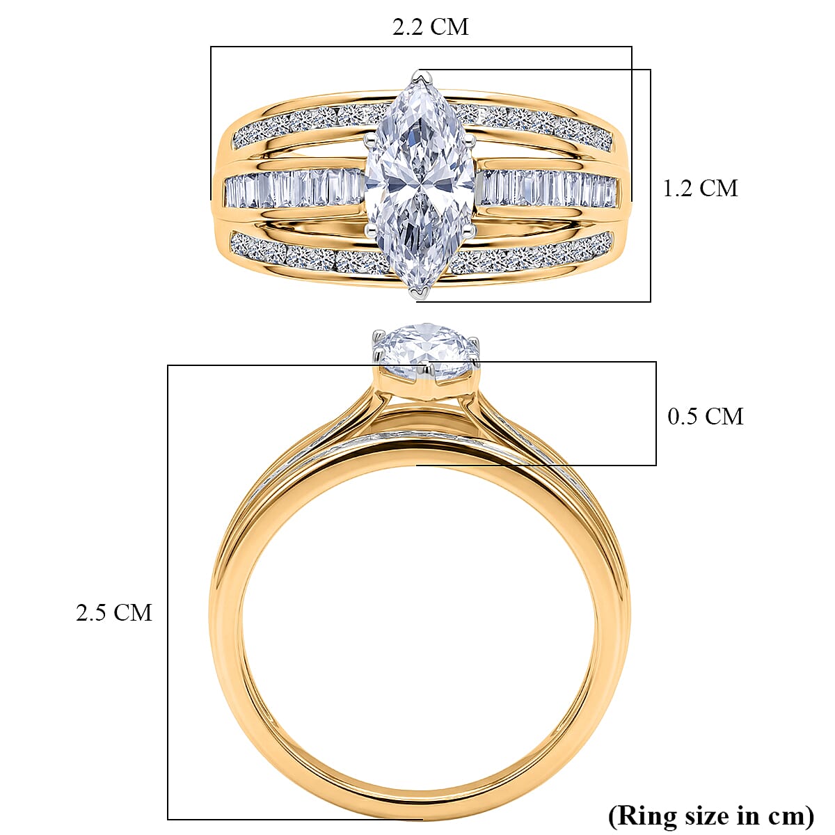 Luxuriant - SGL Certified Lab Grown Diamond (SI-G-H) Ring in 18K Vermeil Yellow Gold Plated Sterling Silver 2.24 Ct.