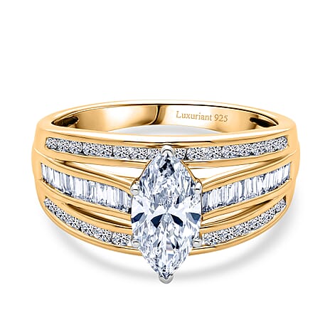 Luxuriant - SGL Certified Lab Grown Diamond (SI-G-H) Ring in 18K Vermeil Yellow Gold Plated Sterling Silver 2.24 Ct.