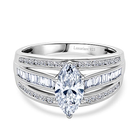 Luxuriant - SGL Certified Lab Grown Diamond (SI-G-H) Ring in Rhodium Overlay Sterling Silver 2.24 Ct