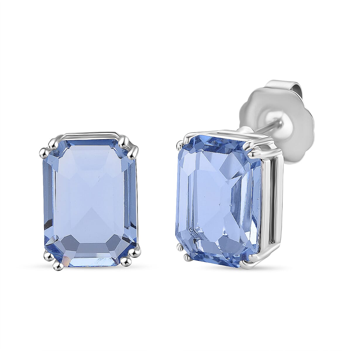 Blue Crystal Stud Earring with Push Back