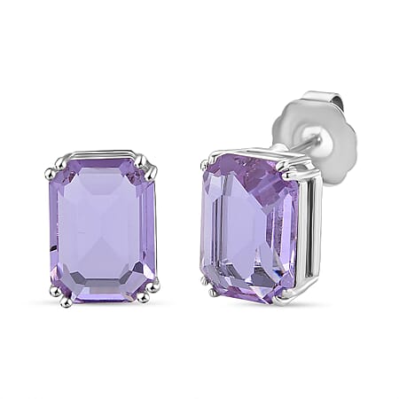 Austrian Purple Crystal 8 Prongs Solitaire Classic Earrings with Push Back Clasp
