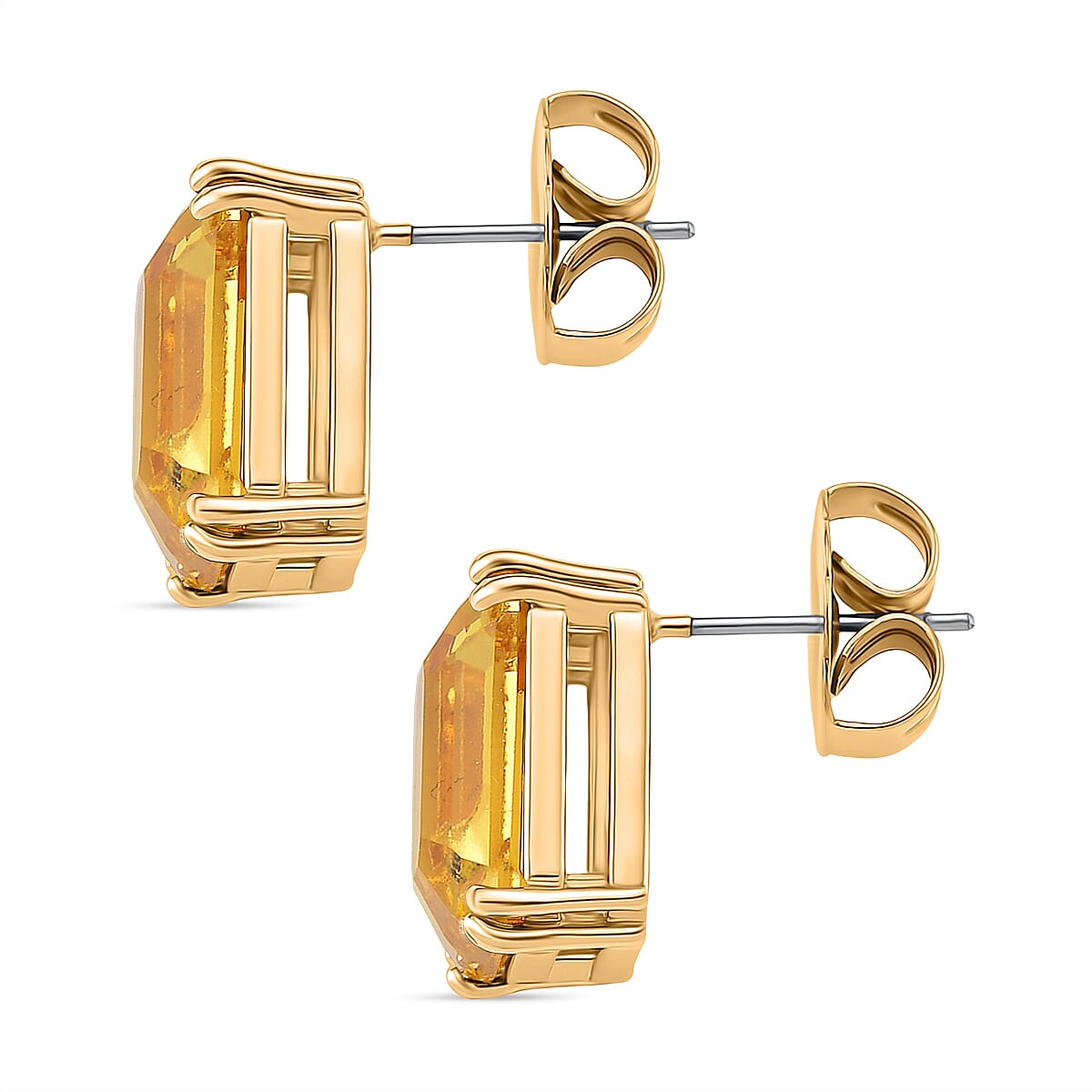 Yellow Crystal Stud Earring with Push Back
