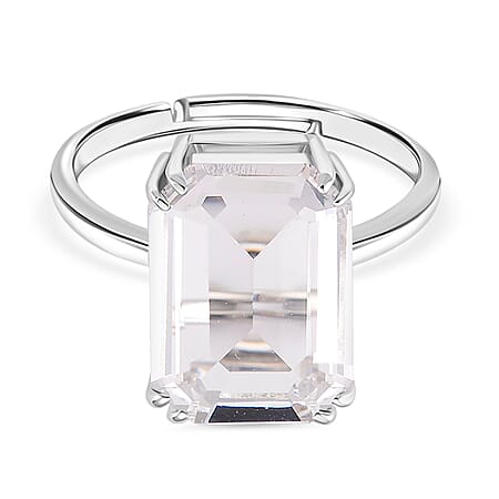 Austrian White Crystal 8 Prongs Solitaire Classic Ring Size Adjustable