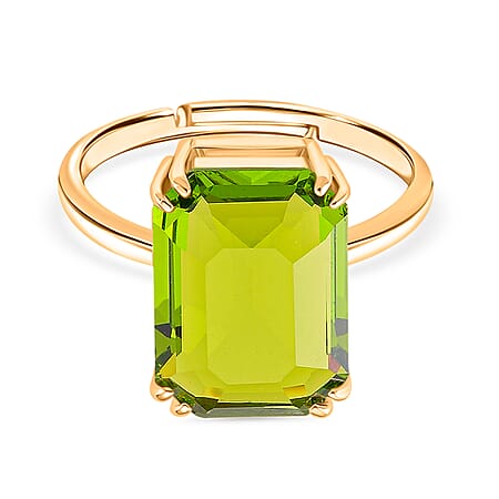 Austrian Green Crystal 8 Prongs Solitaire Classic Ring Size Adjustable