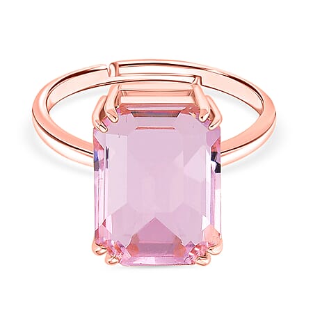 Austrian Pink Crystal 8 Prongs Solitaire Classic Ring Size Adjustable