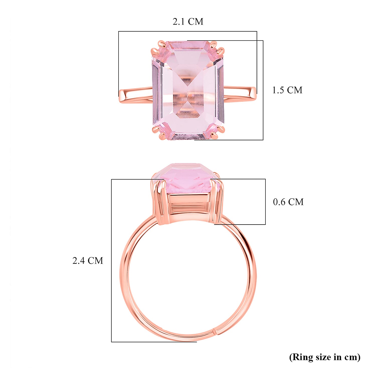 Austrian Crystal 8 Prongs Solitaire Classic Ring Size Adjustable