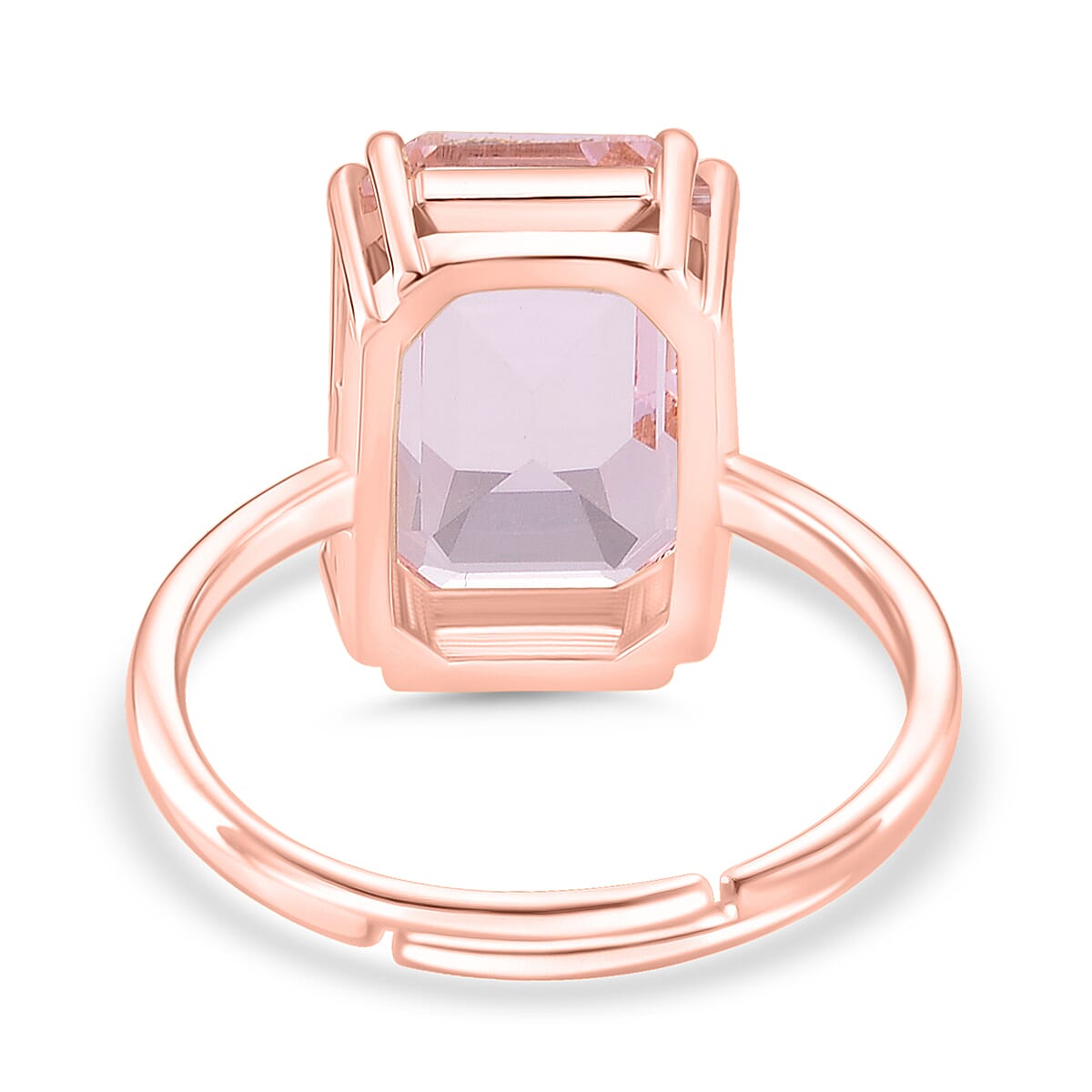 Pink Crystal Adjustable Ring (Size - O to R) in Rose Gold Tone