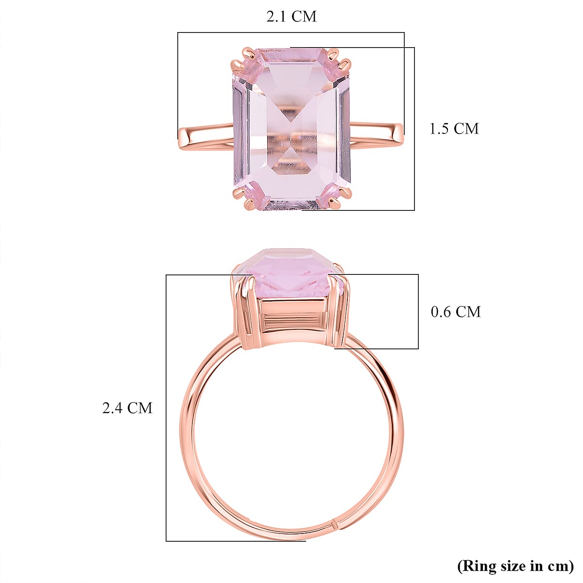 Pink Crystal Adjustable Ring (Size - O to R) in Rose Gold Tone