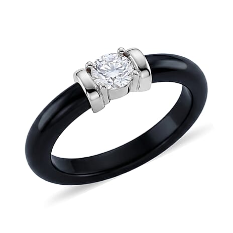 D'Joy Moissanite, Black Jade Fancy Ring in Rhodium OverlaySterling Silver  15.960  Ct.