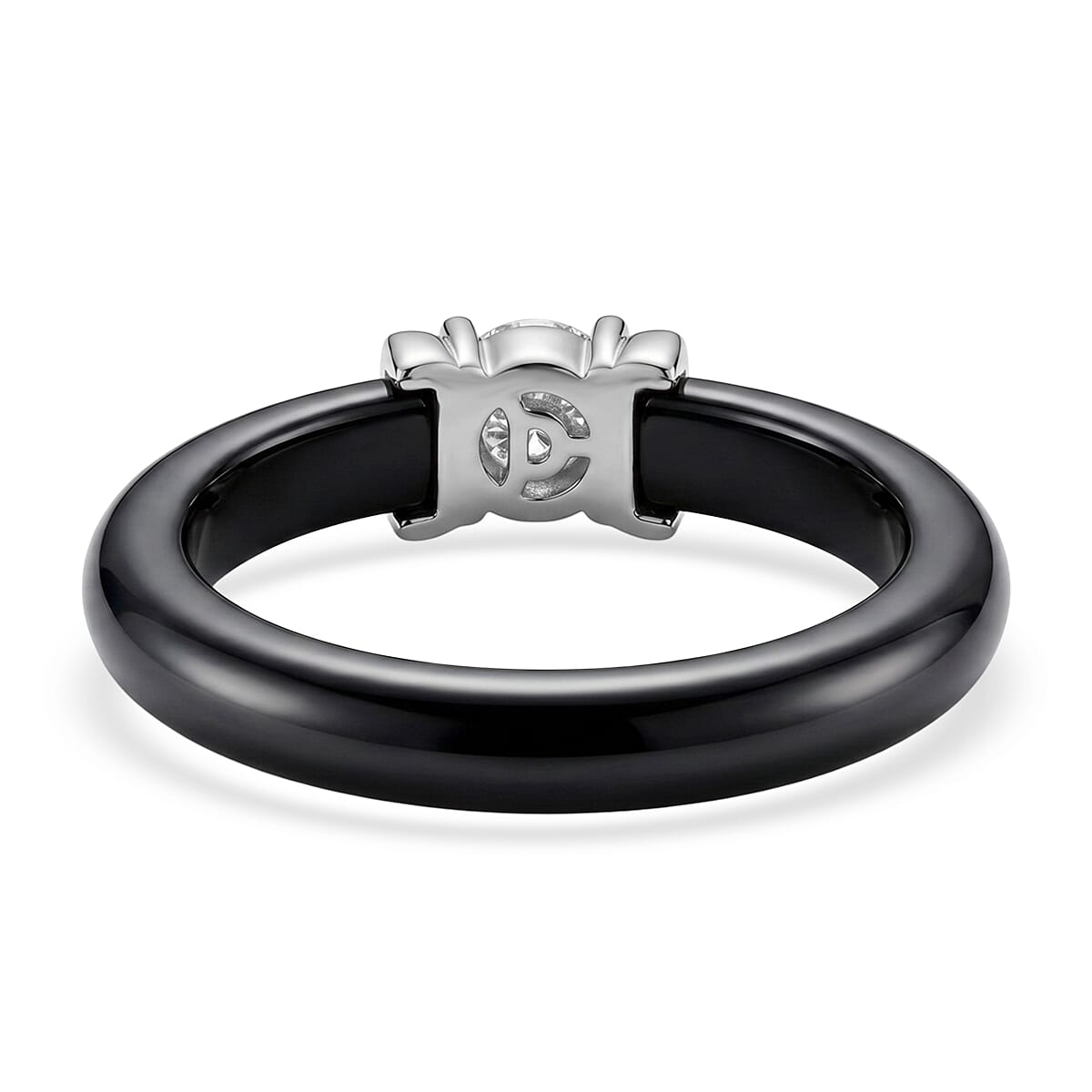D'Joy Moissanite, Black Jade Fancy Ring in Rhodium OverlaySterling Silver  15.960  Ct.