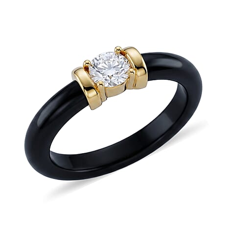 D'Joy Moissanite, Black Jade Fancy Ring Sterling Silver  15.960  Ct.
