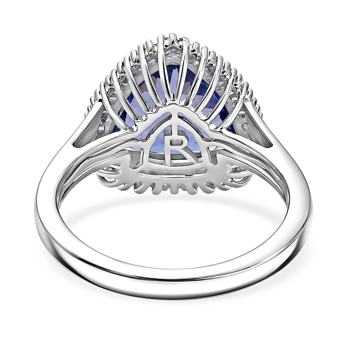 The Tony Diniz Heirloom Collection - Rhapsody - 950 Platinum AAAA Tanzanite (4.4ct) & White Diamond (VS-E-F 0.40ct) Trillion Cut Ring 4.80 Ct, Platinum Wt. 7.37 Gms