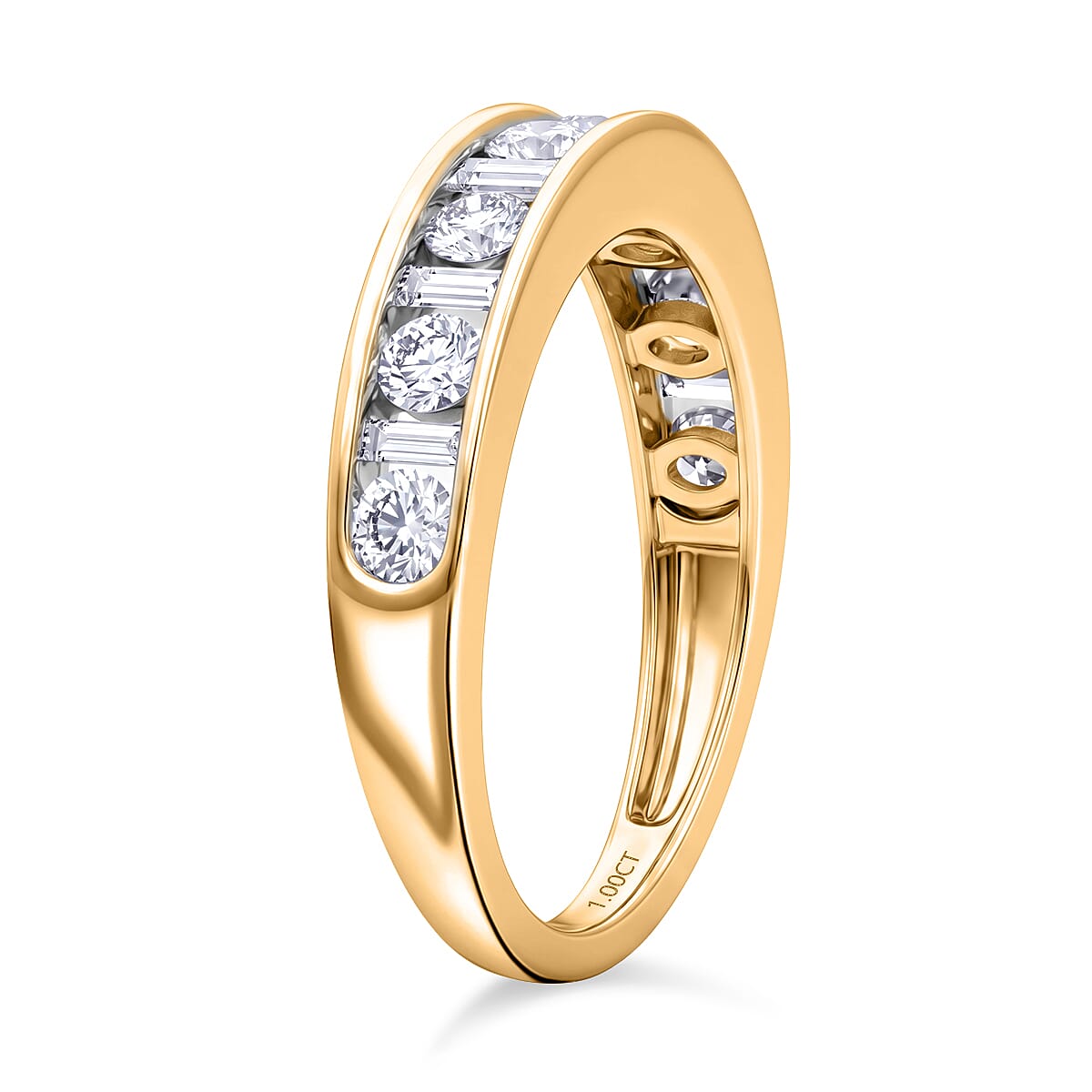 Luxuriant - SGL Certified Lab Grown Diamond (SI-G-H) Band Ring in 18K Vermeil Yellow Gold Plated Sterling Silver 1.00 Ct.