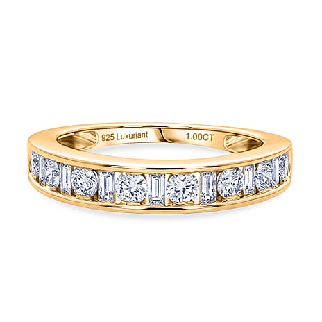 Luxuriant - SGL Certified Lab Grown Diamond (SI-G-H) Band Ring in 18K Vermeil Yellow Gold Plated Sterling Silver 1.00 Ct.