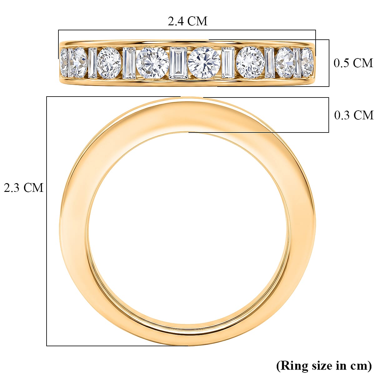 Luxuriant - SGL Certified Lab Grown Diamond (SI-G-H) Band Ring in 18K Vermeil Yellow Gold Plated Sterling Silver 1.00 Ct.