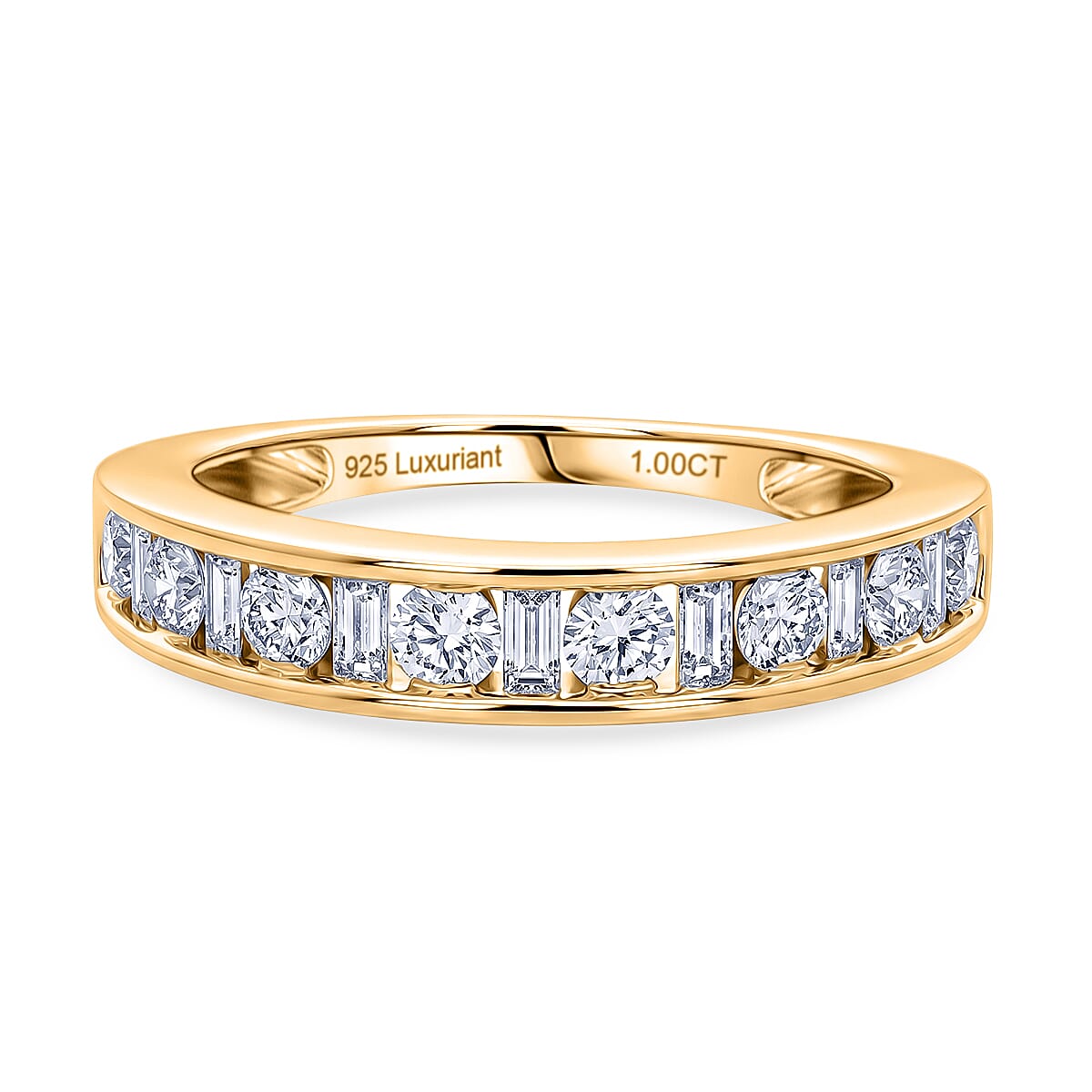Luxuriant - SGL Certified Lab Grown Diamond (SI-G-H) Band Ring in 18K Vermeil Yellow Gold Plated Sterling Silver 1.00 Ct.