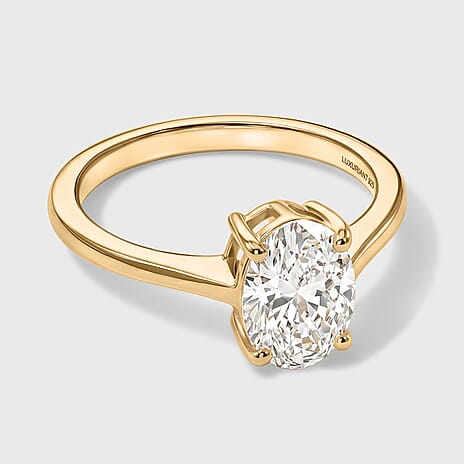 Luxuriant - SGL Certified Lab Grown Diamond (SI-G-H) Solitaire Ring in 18K Vermeil Yellow Gold Plated Sterling Silver 2.00 Ct.