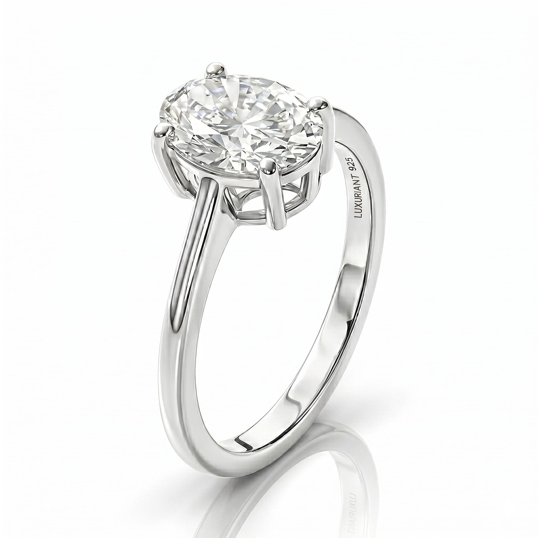 LUXURIANT 2 Ct. SGL Certified Lab Grown Diamond (SI/G-H) Solitaire Ring in Sterling Silver
