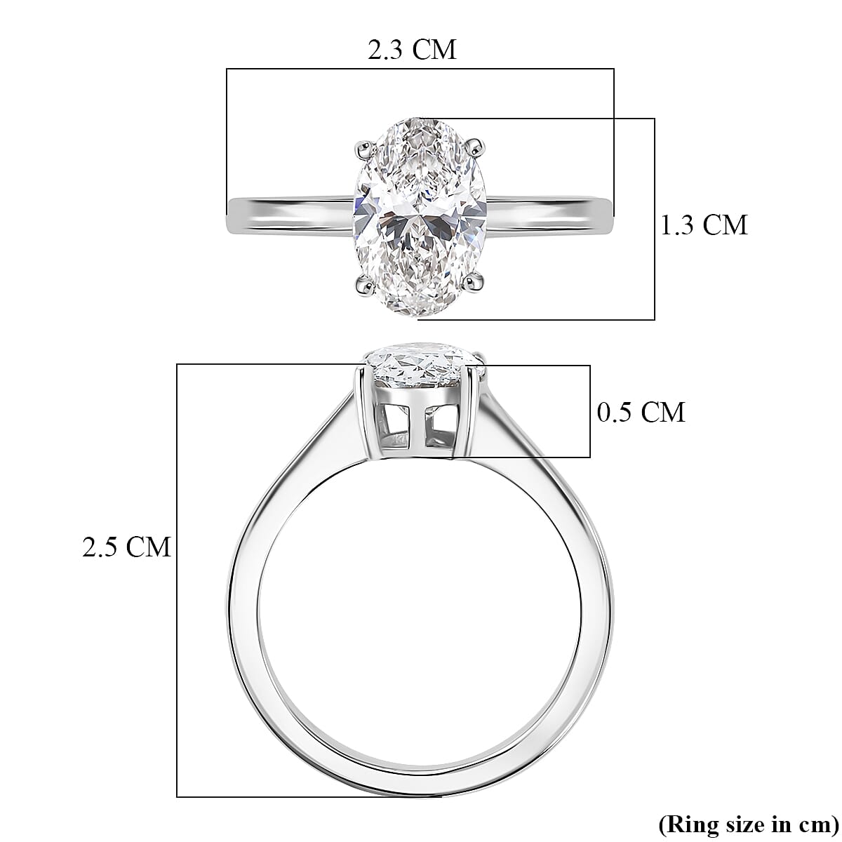 LUXURIANT 2 Ct. SGL Certified Lab Grown Diamond (SI/G-H) Solitaire Ring in Sterling Silver