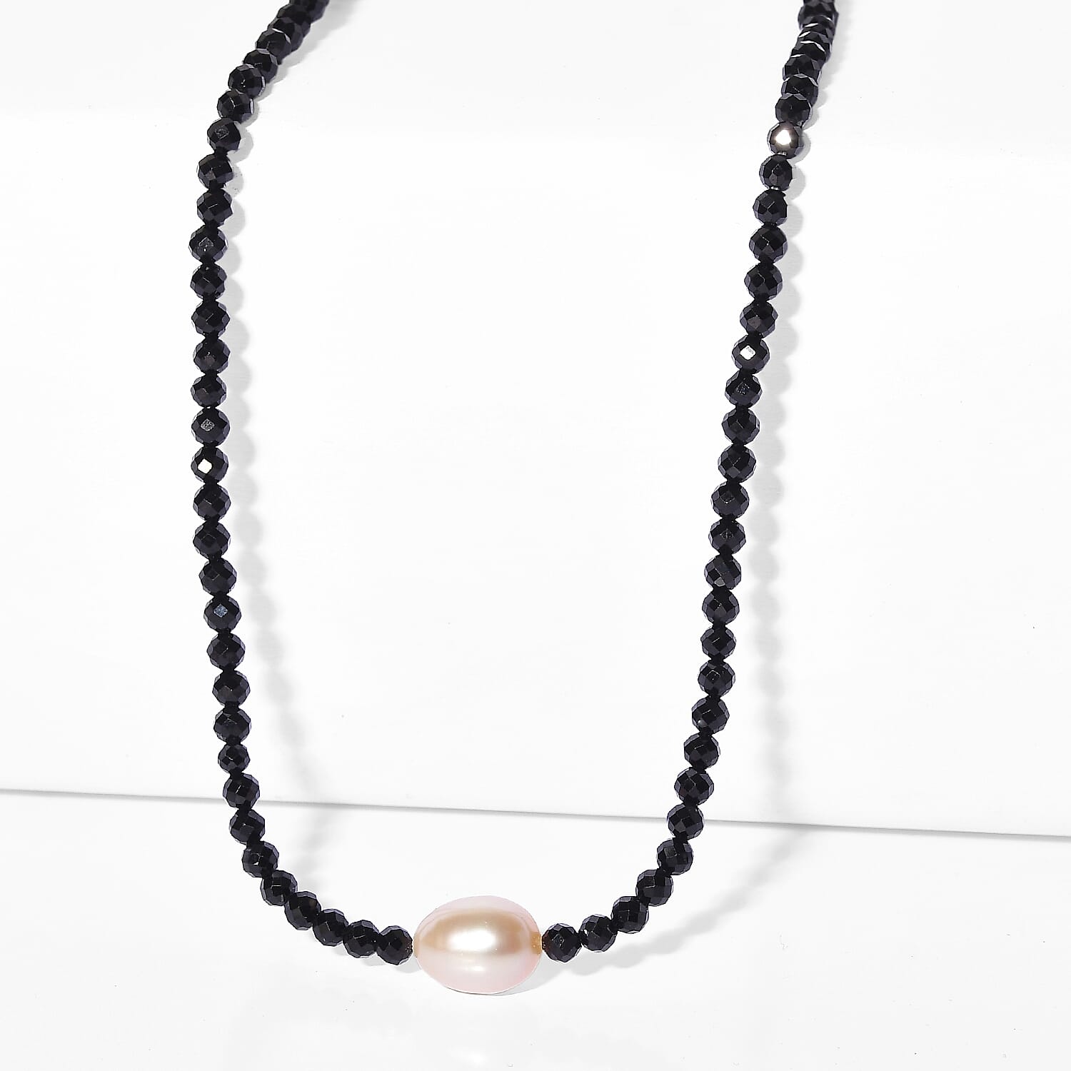EverTrue - Black Spinel & Fresh Water Pearl Beads Necklace (Size - 20-2 Ext) 45.00 Ct.