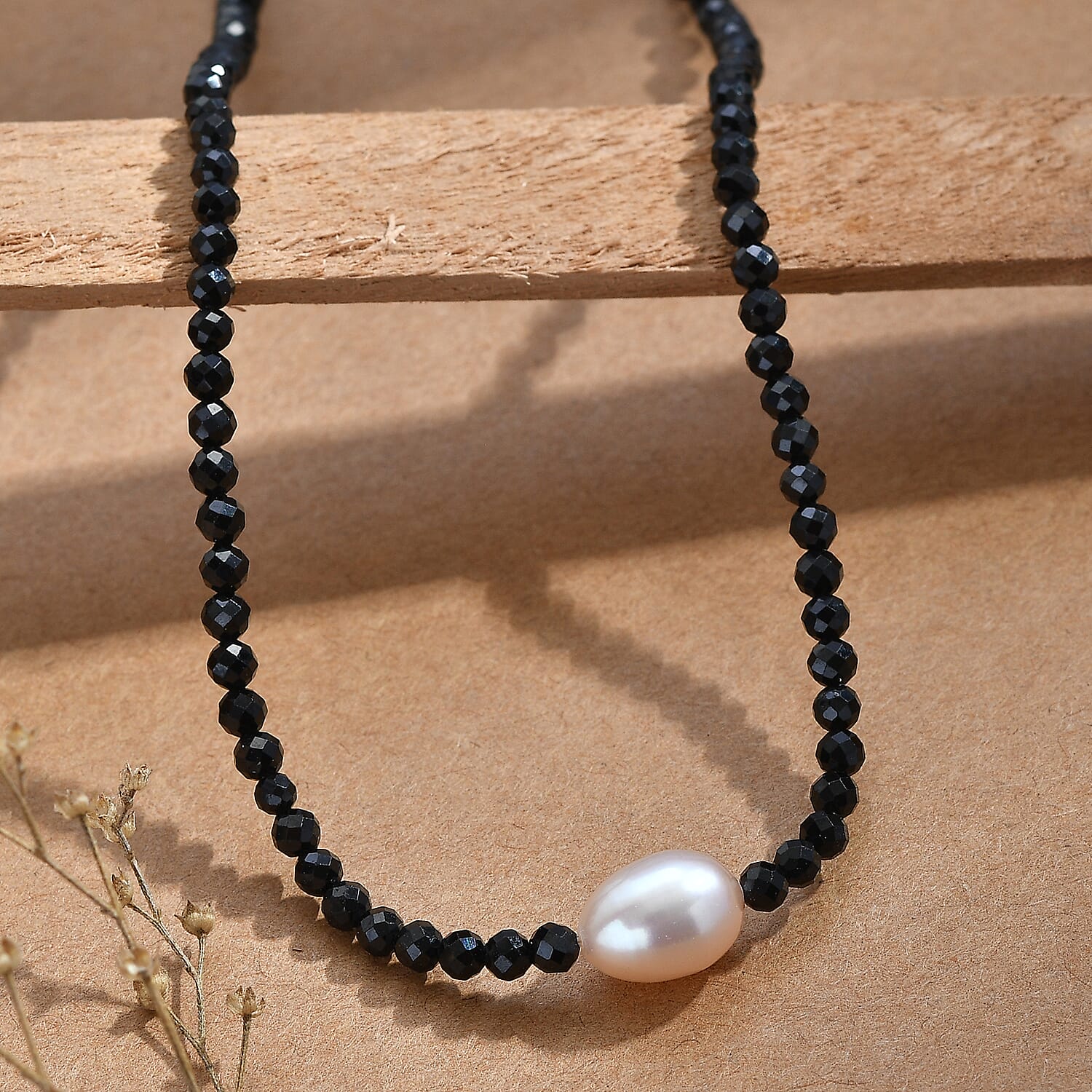 EverTrue - Black Spinel & Fresh Water Pearl Beads Necklace (Size - 20-2 Ext) 45.00 Ct.