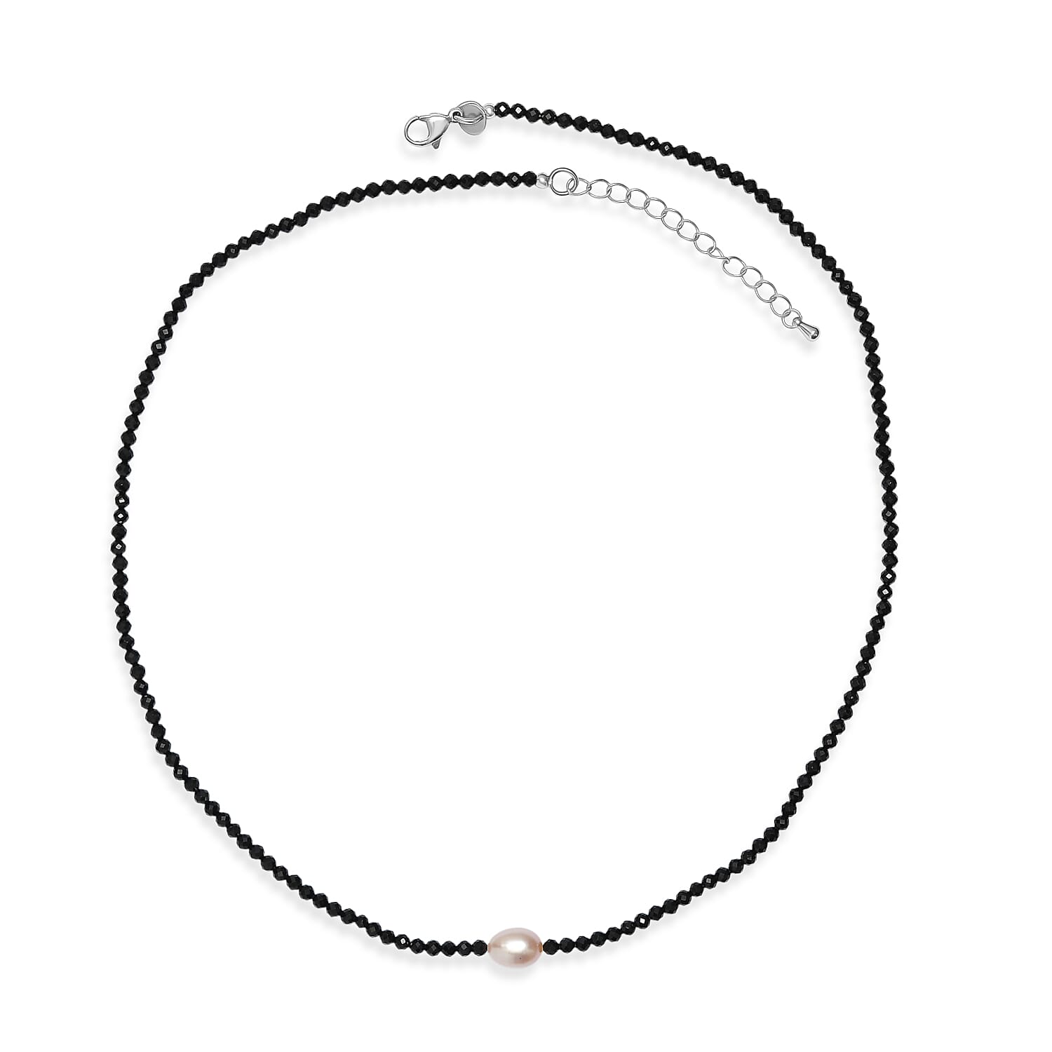 EverTrue - Black Spinel & Fresh Water Pearl Beads Necklace (Size - 20-2 Ext) 45.00 Ct.