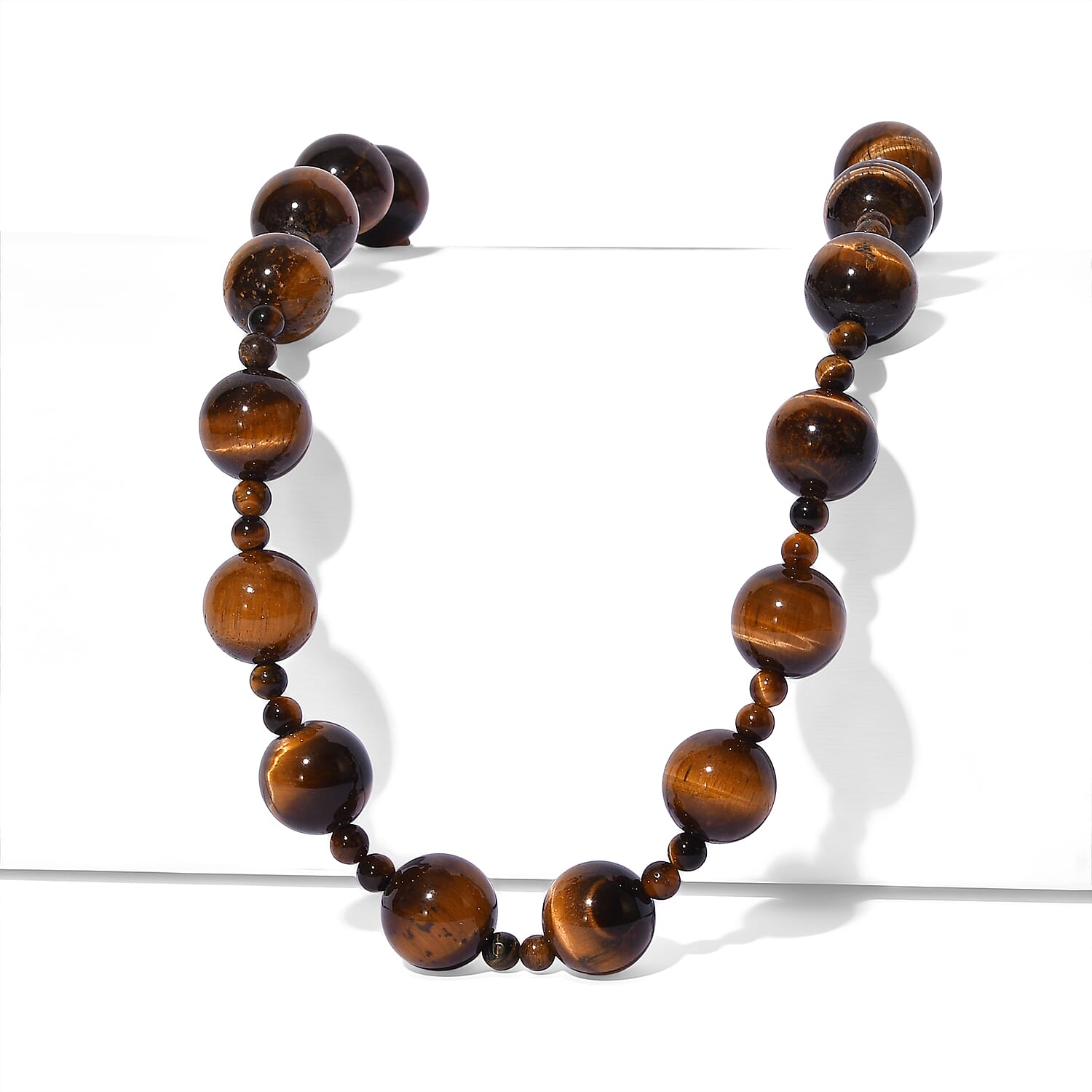 EverTrue - Tigers Eye Beads Necklace (Size - 20-1 Ext) with Sanorita Clasp 340.00 Ct.