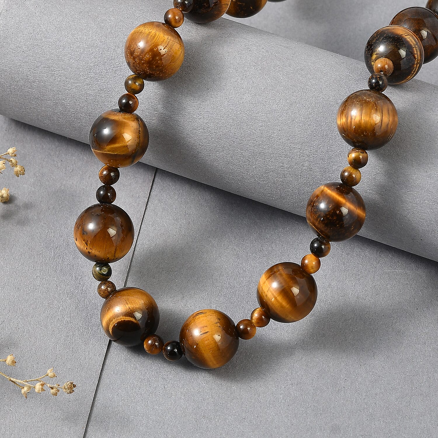 EverTrue - Tigers Eye Beads Necklace (Size - 20-1 Ext) with Sanorita Clasp 340.00 Ct.