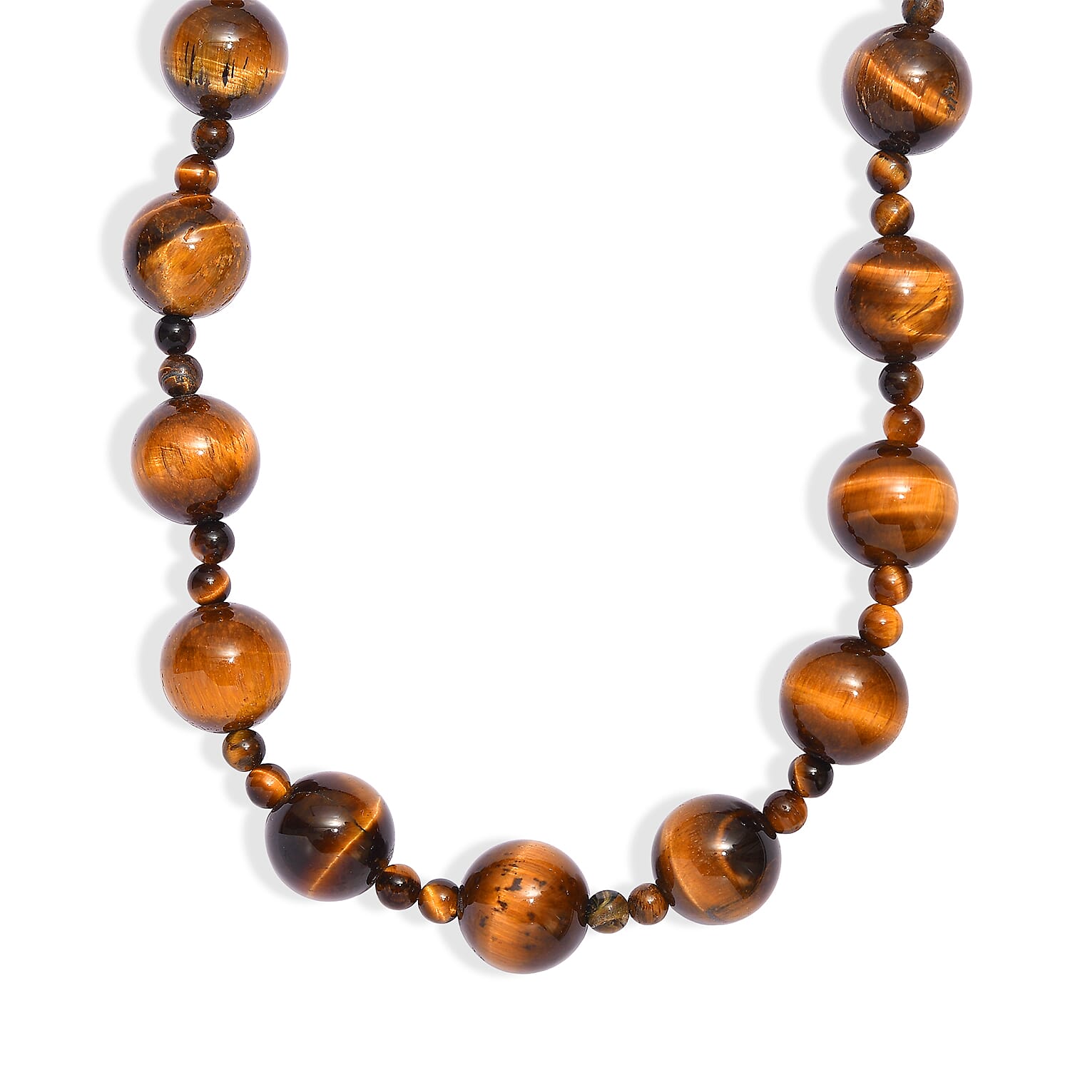 EverTrue - Tigers Eye Beads Necklace (Size - 20-1 Ext) with Sanorita Clasp 340.00 Ct.