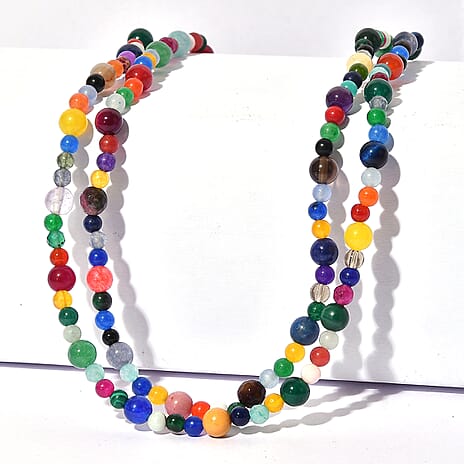 Multi Gemstones Necklace (Size - 50) 230.00 Ct.