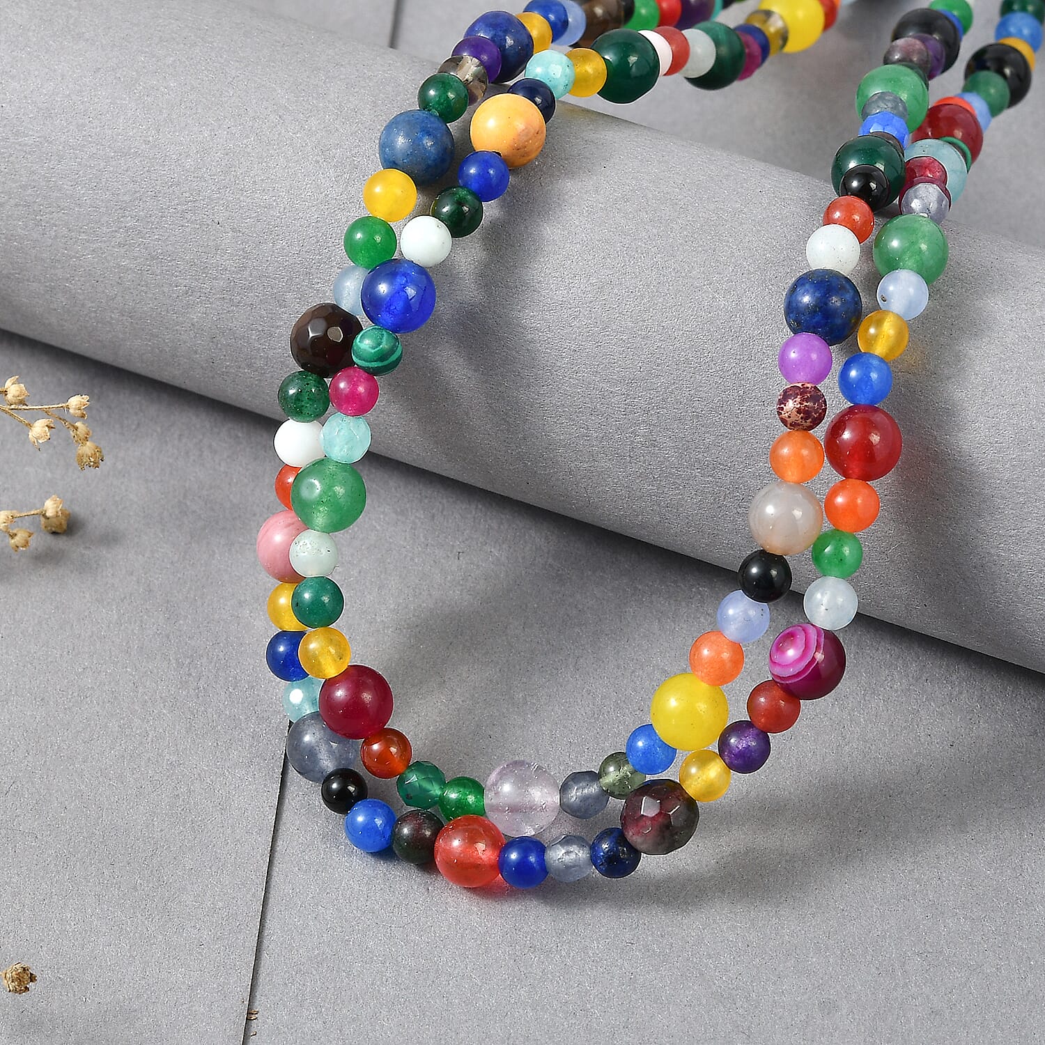 Multi Gemstones Necklace (Size - 50) 230.00 Ct.