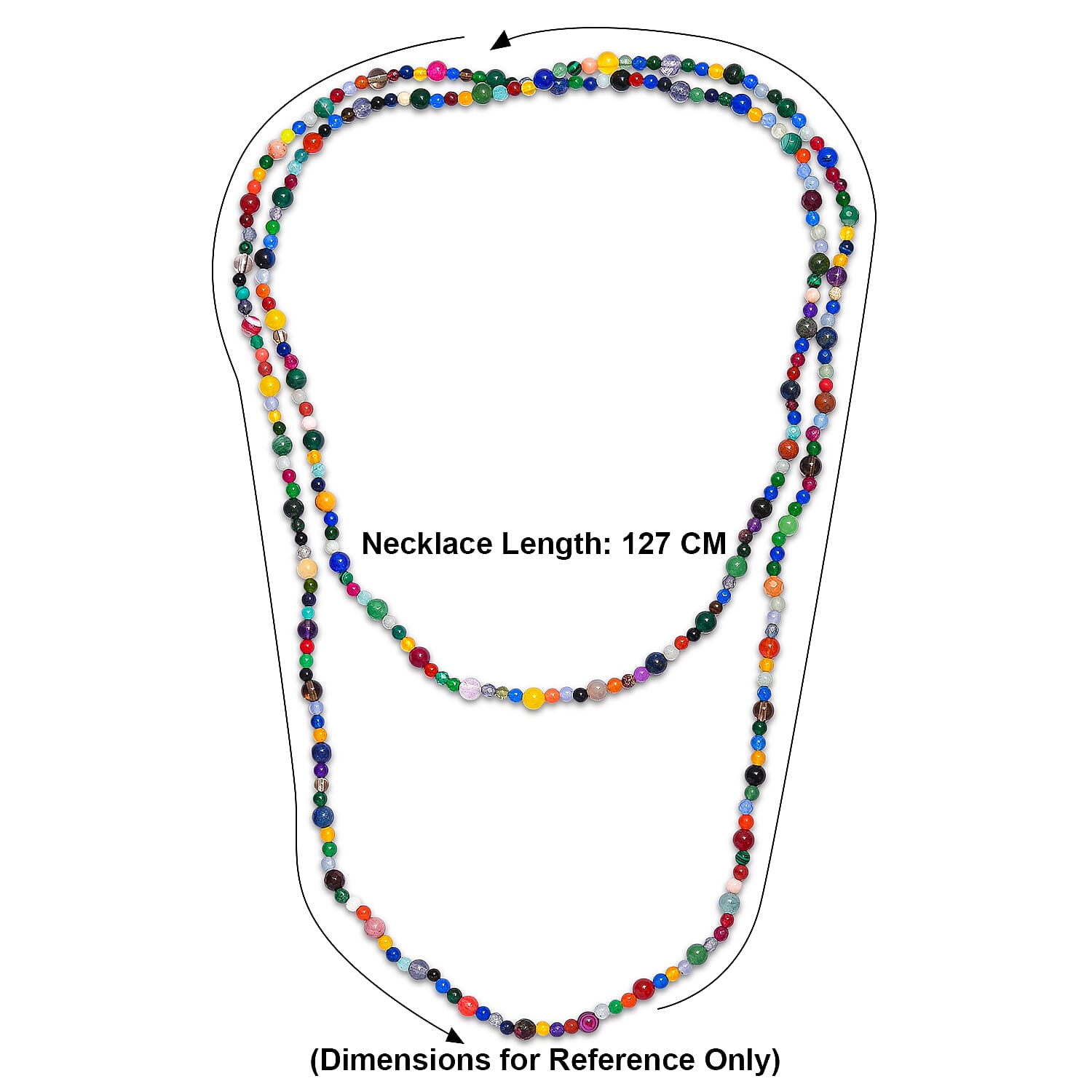 Multi Gemstones Necklace (Size - 50) 230.00 Ct.