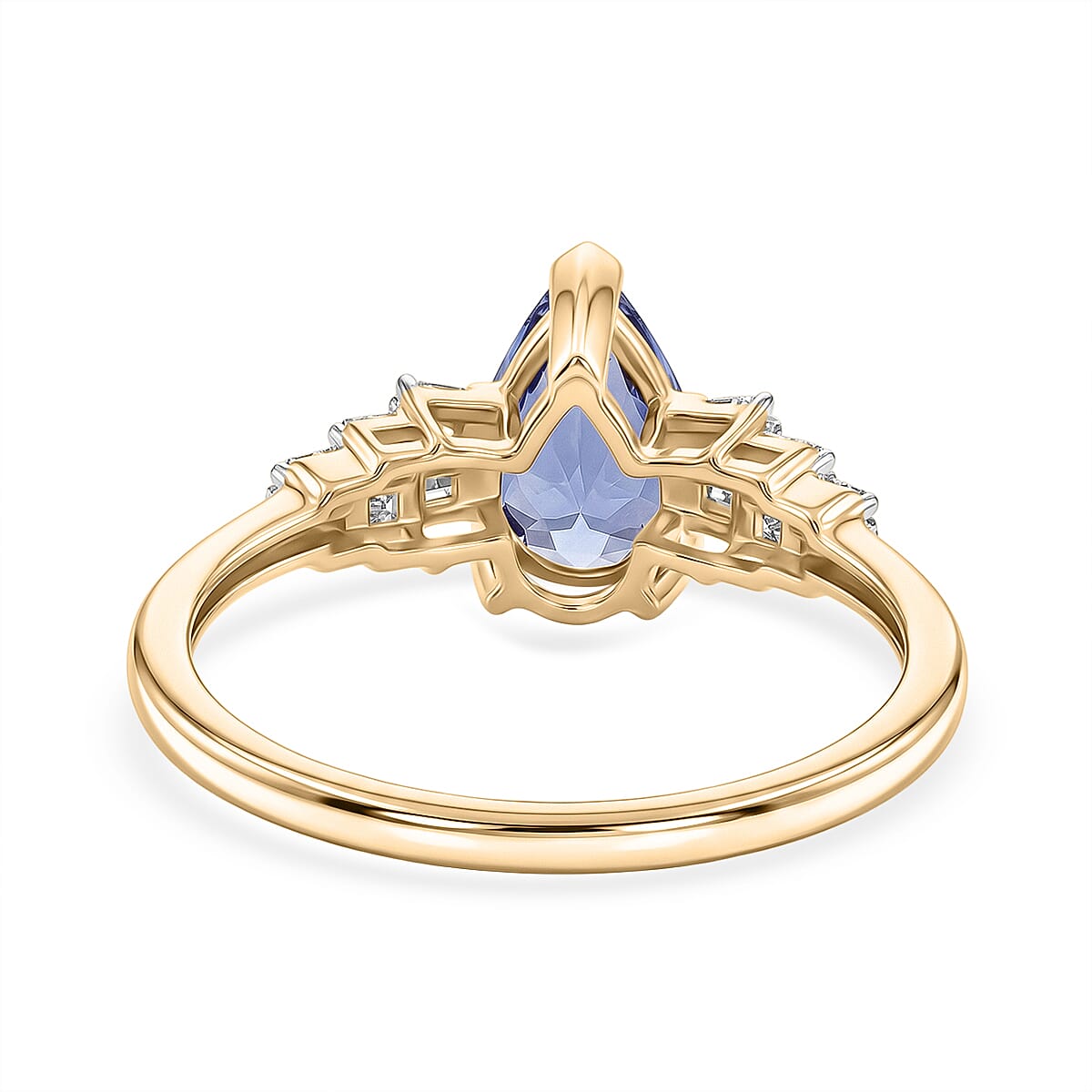 9K Yellow Gold Premium AAA Tanzanite & Natural White Diamond Ring 1.50 Ct.