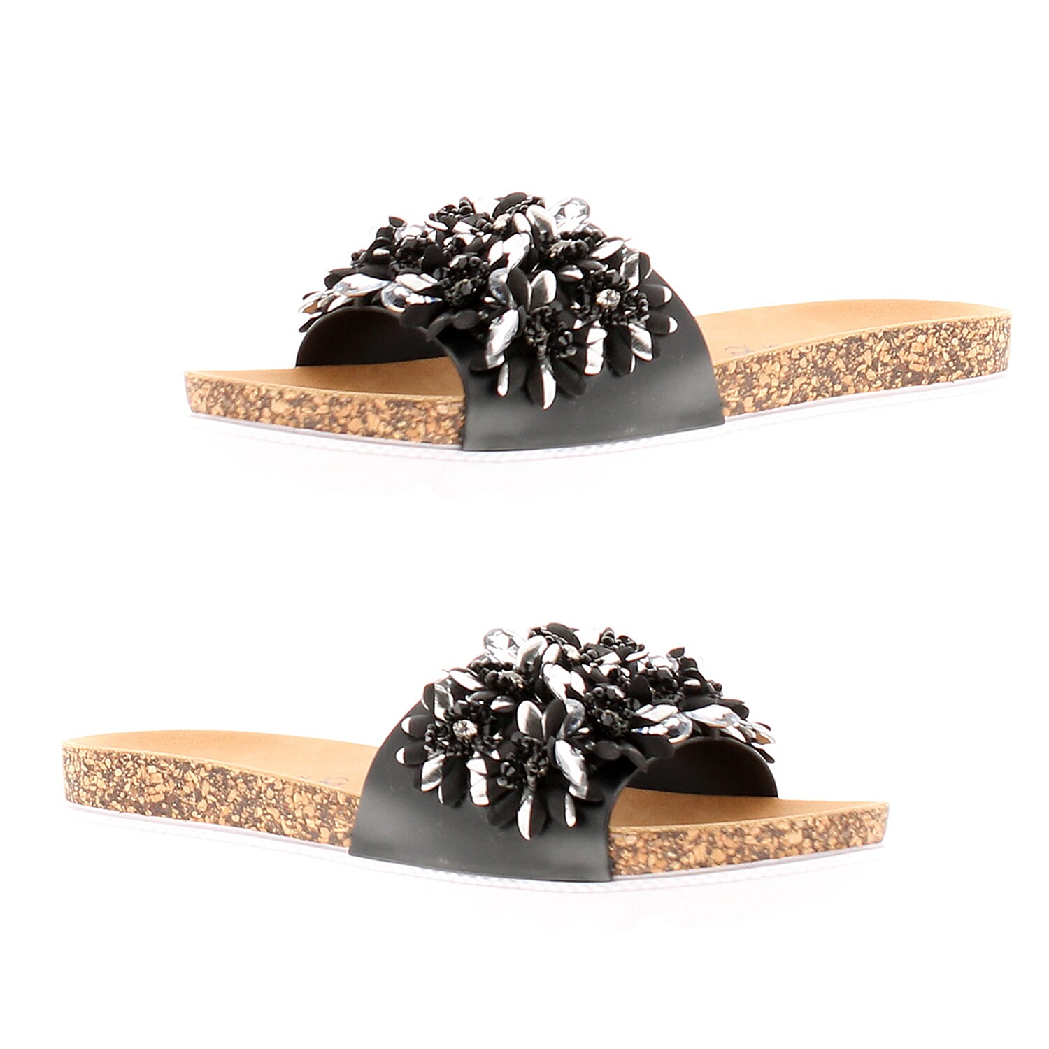 Dr. Keller Glitzy 3D Floral Embellished Flat Sandals 