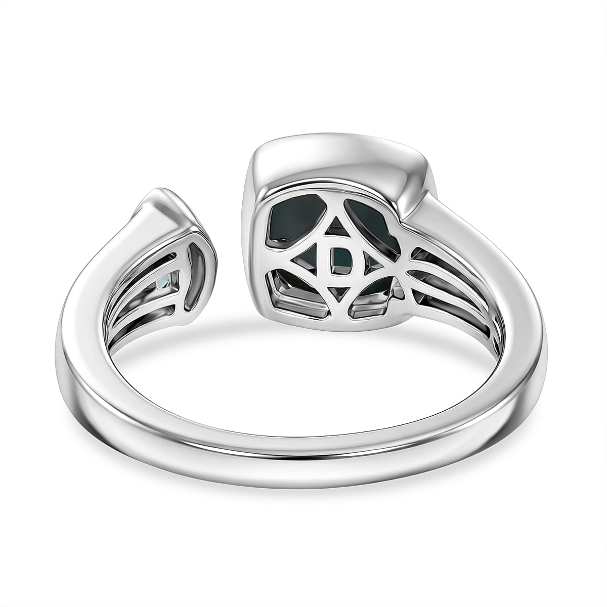 D'Joy - Larimar & Swiss Blue Topaz Adjustable Ring in Platinum Overlay Sterling Silver 2.20 Ct.