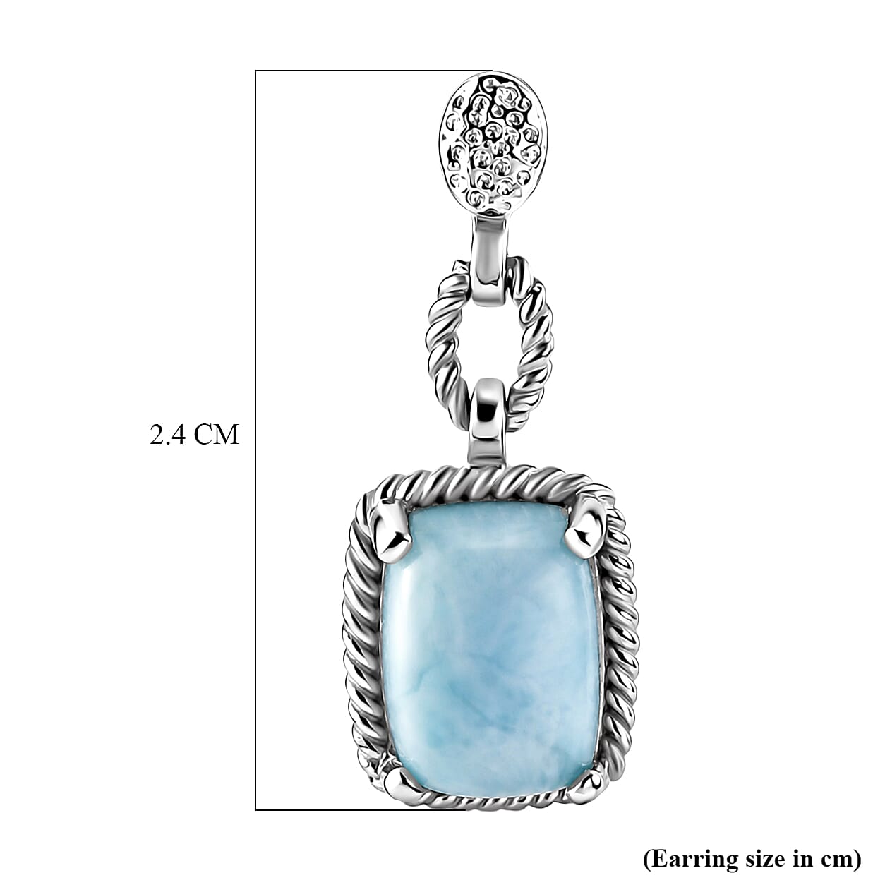 D'Joy - Larimar Dangling Earring with Push Post in Platinum Overlay Sterling Silver 3.94 Ct.