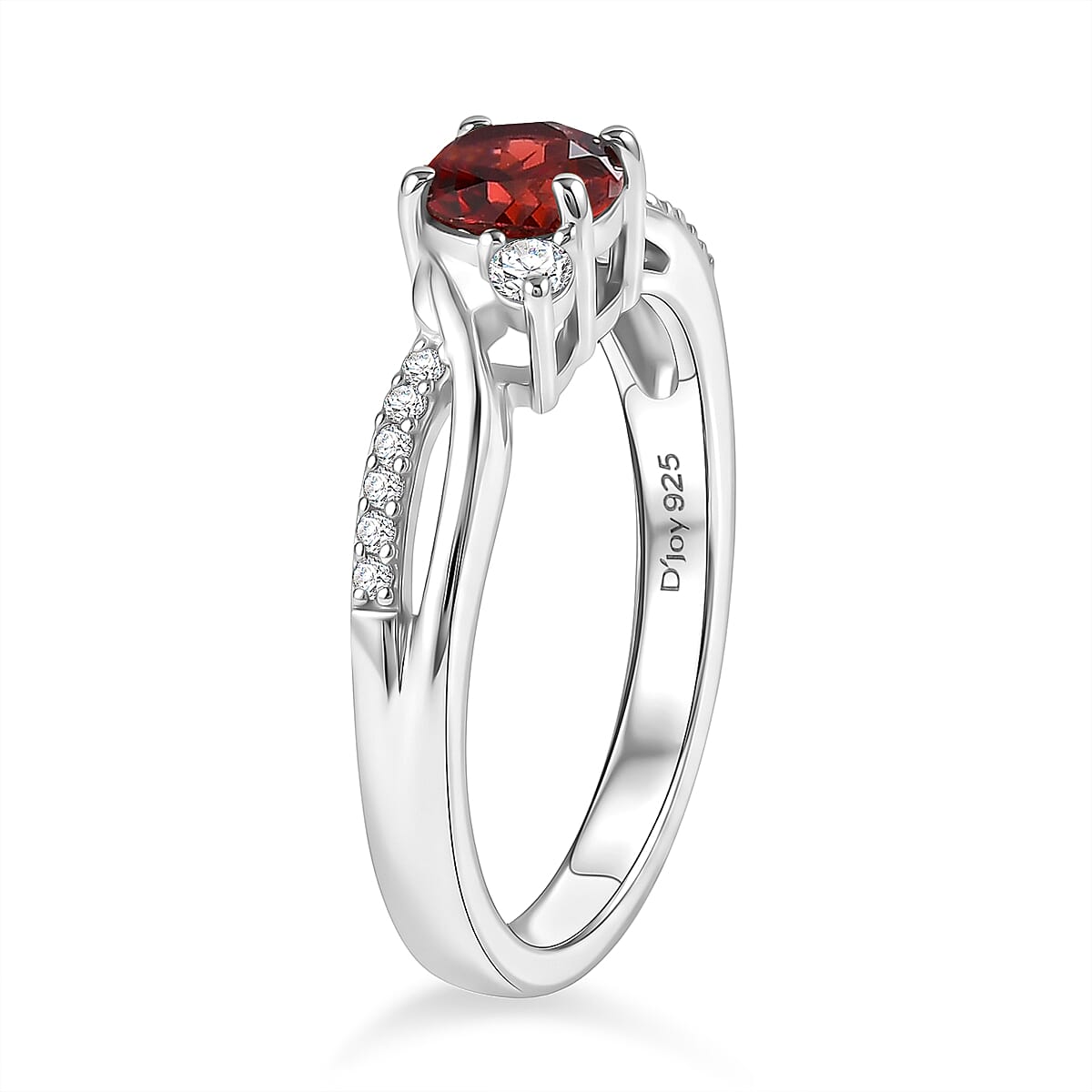 Royal Bali Collection - D'Joy Red Garnet & Moissanite Ring in 18K Vermeil Yellow Gold Plated Sterling Silver