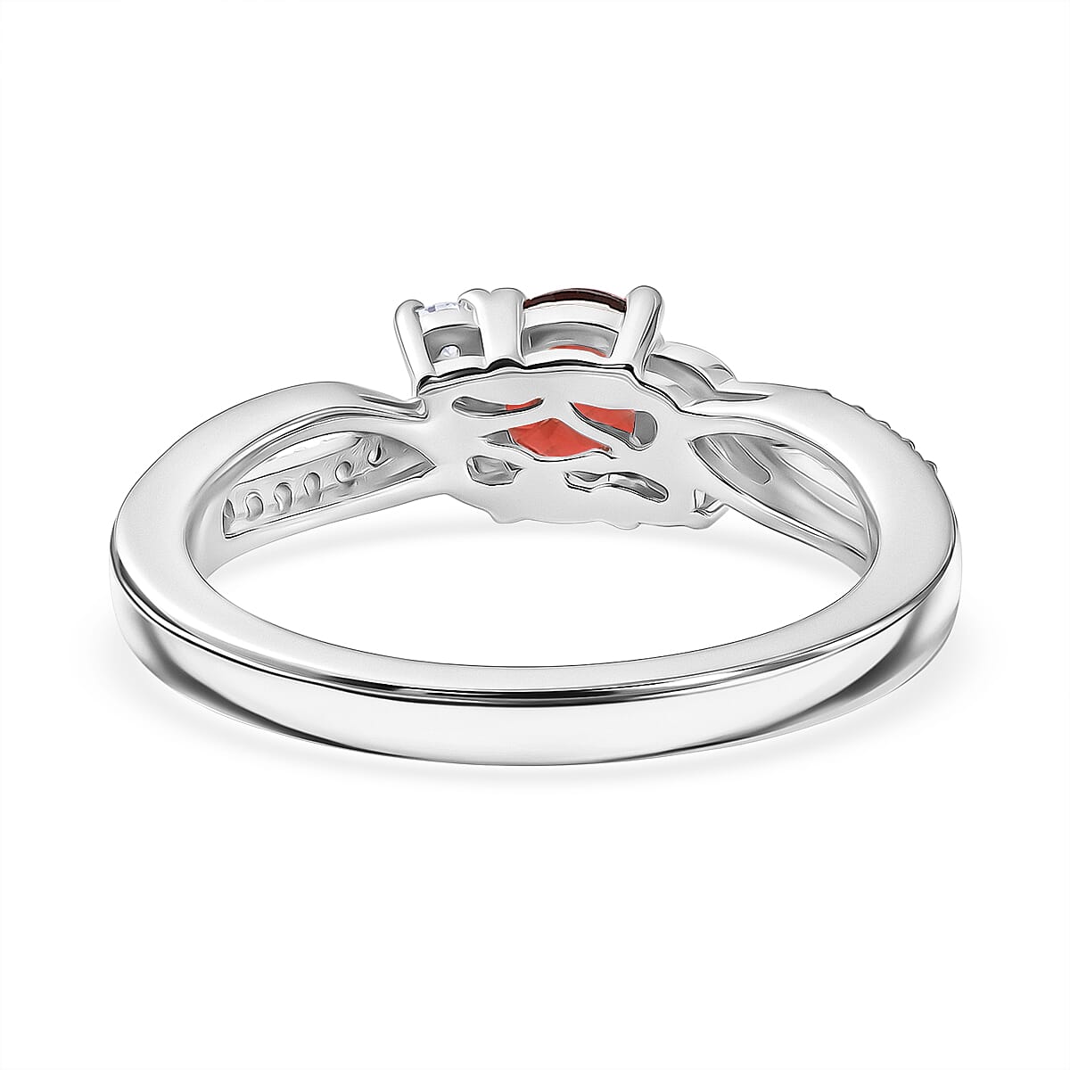 Royal Bali Collection - D'Joy Red Garnet & Moissanite Ring in 18K Vermeil Yellow Gold Plated Sterling Silver